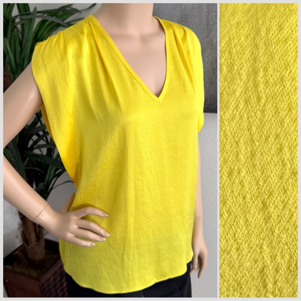 Joseph Ribkoff Bright Yellow Sleeveless V-Neck Top